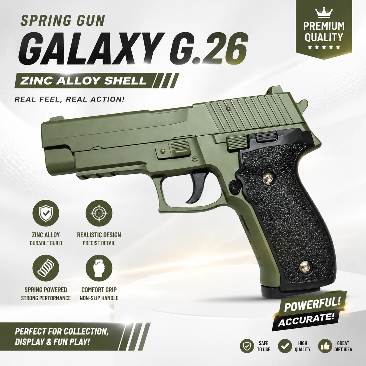 Galaxy G.26 Zinc Alloy Shell Army Green Spring Gun Airsoft